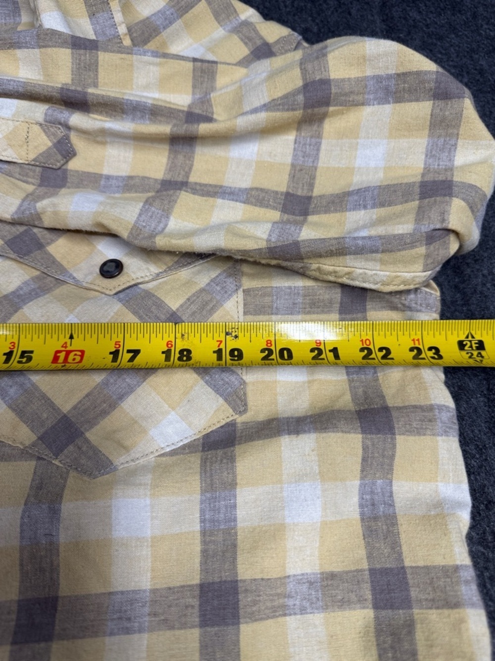 Patagonia Yellow and Gray Plaid Western Shirt - Picture 4 of 8